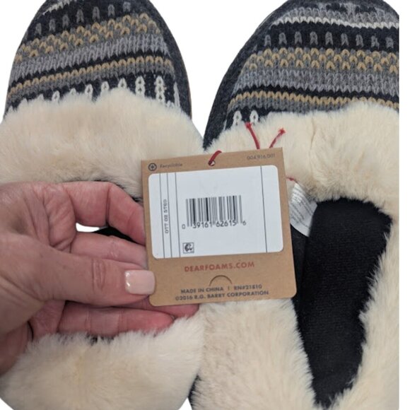 NWT Dearfoam Dluxe Memory Foam Women's in slippers with Shearling detail* Sz 7-8 - Picture 7 of 9